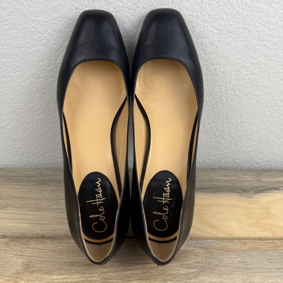 Cole Haan Nike Air Collab Black Leather Pump Kitten Heel Square Toe Size 8AA - Picture 8 of 13